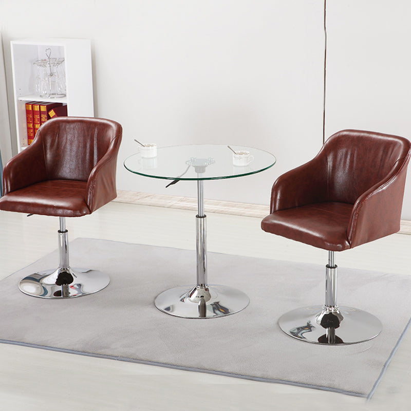 Modern Round Dining Room Table Tempered Glass Table with Pedestal Base for Home Kitchen Dinner Clearhalo ' dining_table' 'Dining Tables & Seating' 'Dining Tables' 'furn' 'furn_dining_table' 'Furniture' 'furniture_dining_table' 'Kitchen & Dining Furniture' 'kitchen&dining_furn' 'kitchen' 'kitchen_dining_table' 3704481