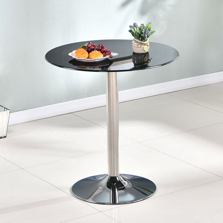 Modern Style Glass Kitchen Dining Table Round Table with Tulip Base for Home Use Black 27.6"L x 27.6"W x 29.5"H Without Chairs Clearhalo ' dining_table' 'Dining Tables & Seating' 'Dining Tables' 'furn' 'furn_dining_table' 'Furniture' 'furniture_dining_table' 'Kitchen & Dining Furniture' 'kitchen&dining_furn' 'kitchen' 'kitchen_dining_table' 3704522