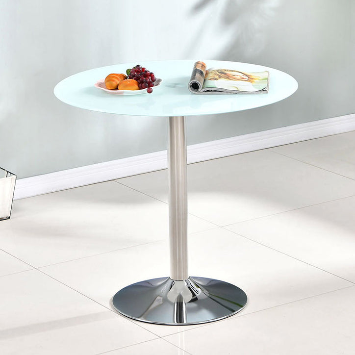 Modern Style Glass Kitchen Dining Table Round Table with Tulip Base for Home Use White 31.5"L x 31.5"W x 29.5"H Without Chairs Clearhalo ' dining_table' 'Dining Tables & Seating' 'Dining Tables' 'furn' 'furn_dining_table' 'Furniture' 'furniture_dining_table' 'Kitchen & Dining Furniture' 'kitchen&dining_furn' 'kitchen' 'kitchen_dining_table' 3704529