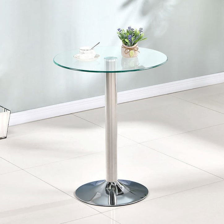 Modern Style Glass Kitchen Dining Table Round Table with Tulip Base for Home Use Clear 23.6"L x 23.6"W x 29.5"H Without Chairs Clearhalo ' dining_table' 'Dining Tables & Seating' 'Dining Tables' 'furn' 'furn_dining_table' 'Furniture' 'furniture_dining_table' 'Kitchen & Dining Furniture' 'kitchen&dining_furn' 'kitchen' 'kitchen_dining_table' 3704531