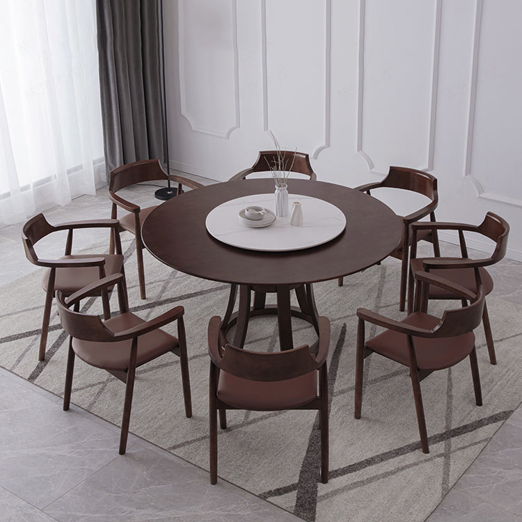 Modern Style Home Solid Wood Dining Table Round Shape Table with Single Pedestal Clearhalo ' dining_table' 'Dining Tables & Seating' 'Dining Tables' 'furn' 'furn_dining_table' 'Furniture' 'furniture_dining_table' 'Kitchen & Dining Furniture' 'kitchen&dining_furn' 'kitchen' 'kitchen_dining_table' 3704539