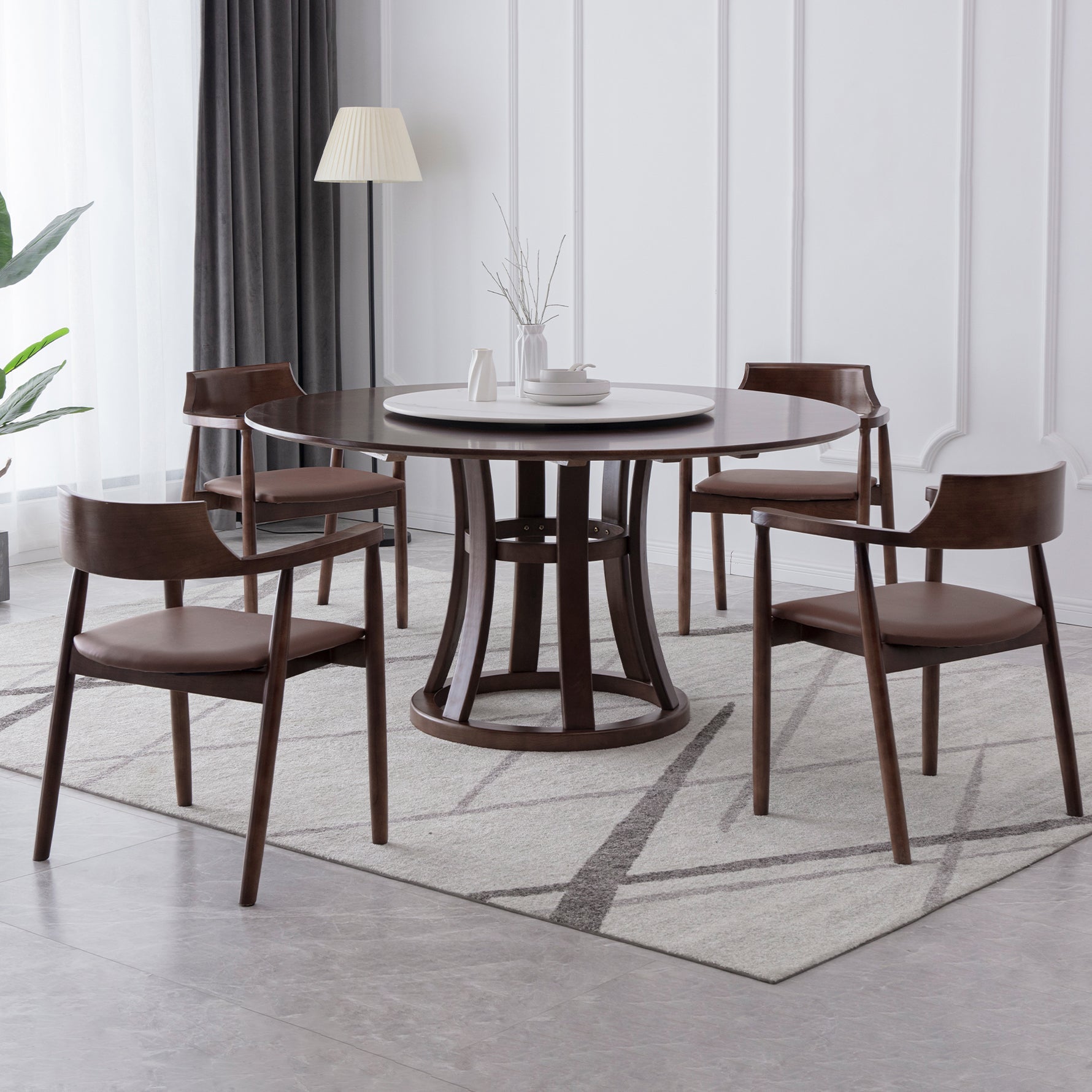 Modern Style Home Solid Wood Dining Table Round Shape Table with Single Pedestal Clearhalo ' dining_table' 'Dining Tables & Seating' 'Dining Tables' 'furn' 'furn_dining_table' 'Furniture' 'furniture_dining_table' 'Kitchen & Dining Furniture' 'kitchen&dining_furn' 'kitchen' 'kitchen_dining_table' 3704540