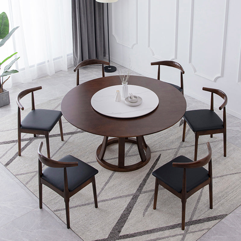 Modern Style Home Solid Wood Dining Table Round Shape Table with Single Pedestal Clearhalo ' dining_table' 'Dining Tables & Seating' 'Dining Tables' 'furn' 'furn_dining_table' 'Furniture' 'furniture_dining_table' 'Kitchen & Dining Furniture' 'kitchen&dining_furn' 'kitchen' 'kitchen_dining_table' 3704541