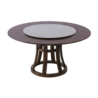 Modern Style Home Solid Wood Dining Table Round Shape Table with Single Pedestal Without Chairs Clearhalo ' dining_table' 'Dining Tables & Seating' 'Dining Tables' 'furn' 'furn_dining_table' 'Furniture' 'furniture_dining_table' 'Kitchen & Dining Furniture' 'kitchen&dining_furn' 'kitchen' 'kitchen_dining_table' 3704543