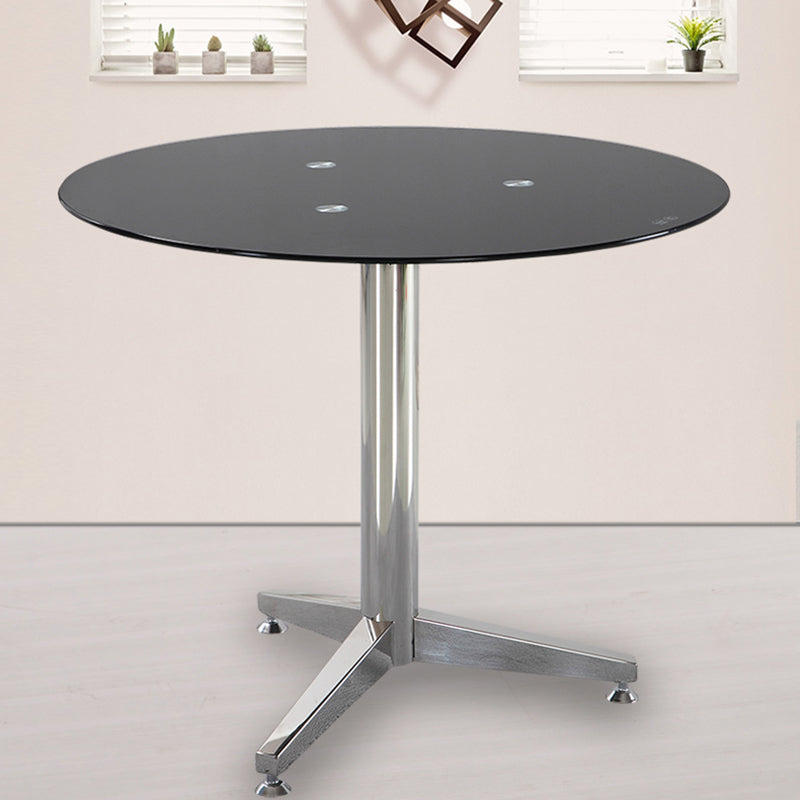 Modern Round Dining Room Table Tempered Glass Table with Pedestal Base Clearhalo ' dining_table' 'Dining Tables & Seating' 'Dining Tables' 'furn' 'furn_dining_table' 'Furniture' 'furniture_dining_table' 'Kitchen & Dining Furniture' 'kitchen&dining_furn' 'kitchen' 'kitchen_dining_table' 3704577