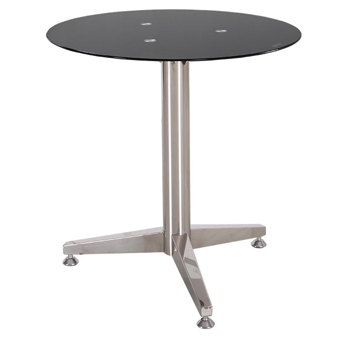 Modern Round Dining Room Table Tempered Glass Table with Pedestal Base Black 27.6"L x 27.6"W x 29.5"H Without Chairs Clearhalo ' dining_table' 'Dining Tables & Seating' 'Dining Tables' 'furn' 'furn_dining_table' 'Furniture' 'furniture_dining_table' 'Kitchen & Dining Furniture' 'kitchen&dining_furn' 'kitchen' 'kitchen_dining_table' 3704581