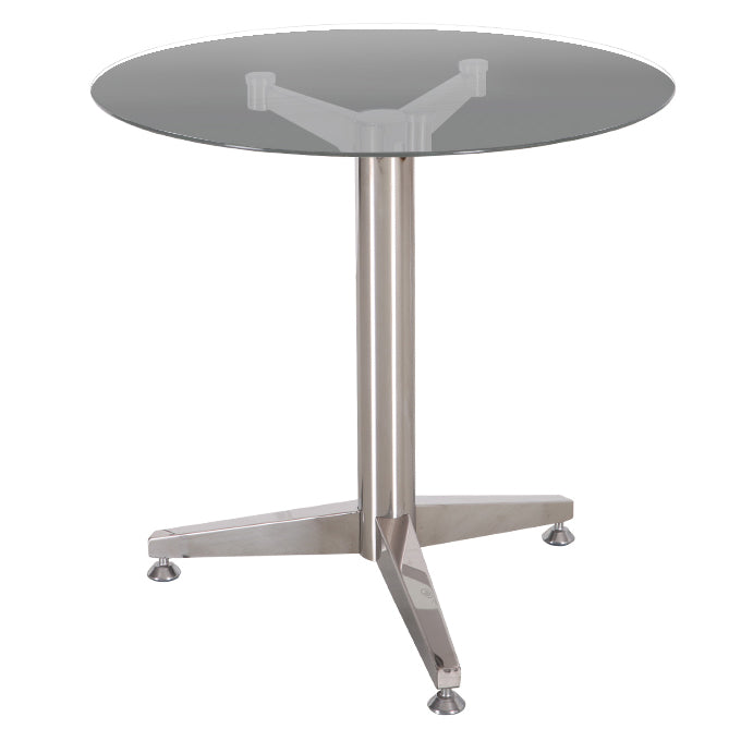 Modern Round Dining Room Table Tempered Glass Table with Pedestal Base Gray 27.6"L x 27.6"W x 29.5"H Without Chairs Clearhalo ' dining_table' 'Dining Tables & Seating' 'Dining Tables' 'furn' 'furn_dining_table' 'Furniture' 'furniture_dining_table' 'Kitchen & Dining Furniture' 'kitchen&dining_furn' 'kitchen' 'kitchen_dining_table' 3704583