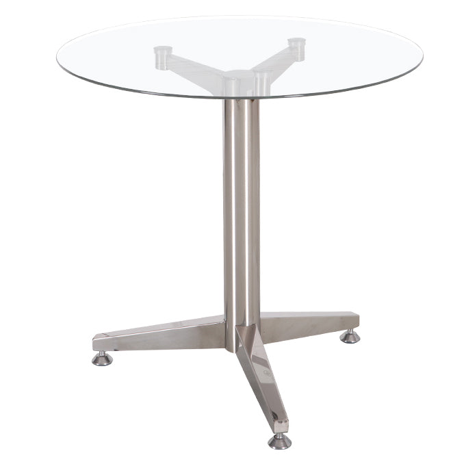 Modern Round Dining Room Table Tempered Glass Table with Pedestal Base Clear 27.6"L x 27.6"W x 29.5"H Without Chairs Clearhalo ' dining_table' 'Dining Tables & Seating' 'Dining Tables' 'furn' 'furn_dining_table' 'Furniture' 'furniture_dining_table' 'Kitchen & Dining Furniture' 'kitchen&dining_furn' 'kitchen' 'kitchen_dining_table' 3704585