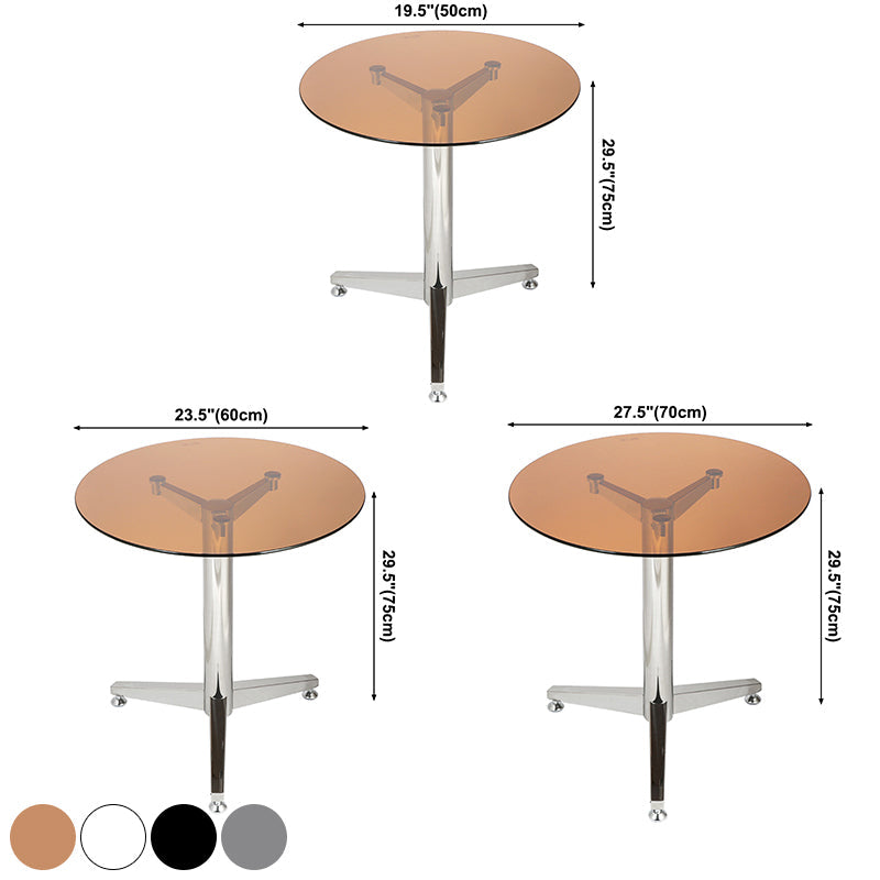 Modern Round Dining Room Table Tempered Glass Table with Pedestal Base Clearhalo ' dining_table' 'Dining Tables & Seating' 'Dining Tables' 'furn' 'furn_dining_table' 'Furniture' 'furniture_dining_table' 'Kitchen & Dining Furniture' 'kitchen&dining_furn' 'kitchen' 'kitchen_dining_table' 3704590