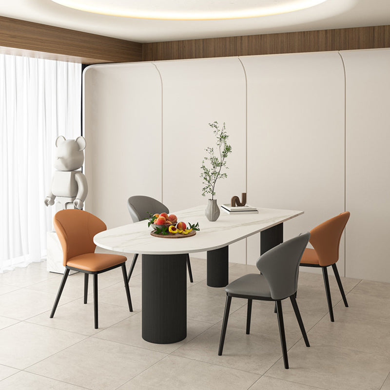Metal Contemporary Free Form Table White Marble Top Table for Dining Room and Kitchen Black Without Chairs Clearhalo ' dining_table' 'Dining Tables & Seating' 'Dining Tables' 'furn' 'furn_dining_table' 'Furniture' 'furniture_dining_table' 'Kitchen & Dining Furniture' 'kitchen&dining_furn' 'kitchen' 'kitchen_dining_table' 3704609