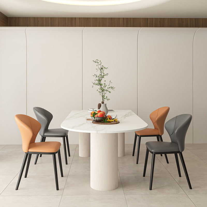 Metal Contemporary Free Form Table White Marble Top Table for Dining Room and Kitchen Clearhalo ' dining_table' 'Dining Tables & Seating' 'Dining Tables' 'furn' 'furn_dining_table' 'Furniture' 'furniture_dining_table' 'Kitchen & Dining Furniture' 'kitchen&dining_furn' 'kitchen' 'kitchen_dining_table' 3704612
