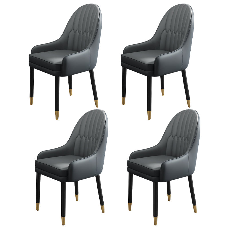 Metal Scandinavian Style Dining Chairs Dining Room Parsons Chair with Arm Grey 4 Piece Set Clearhalo ' kitchen&dining_furn' 'Dining Chairs' 'Dining Tables & Seating' 'dining_chair' 'furn' 'furn_dining_chair' 'Furniture' 'furniture_dining_chair' 'Kitchen & Dining Furniture' 'kitchen' 3704647