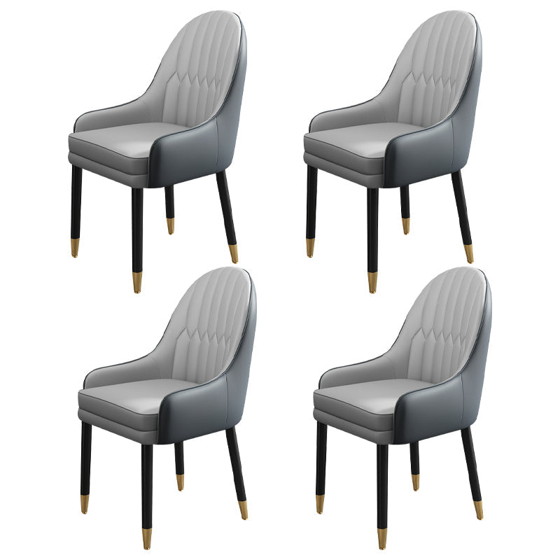 Metal Scandinavian Style Dining Chairs Dining Room Parsons Chair with Arm Light Gray 4 Piece Set Clearhalo ' kitchen&dining_furn' 'Dining Chairs' 'Dining Tables & Seating' 'dining_chair' 'furn' 'furn_dining_chair' 'Furniture' 'furniture_dining_chair' 'Kitchen & Dining Furniture' 'kitchen' 3704654