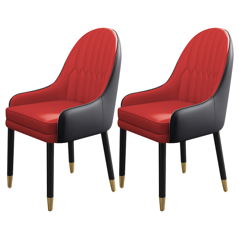Metal Scandinavian Style Dining Chairs Dining Room Parsons Chair with Arm Red-Black 2 Piece Set Clearhalo ' kitchen&dining_furn' 'Dining Chairs' 'Dining Tables & Seating' 'dining_chair' 'furn' 'furn_dining_chair' 'Furniture' 'furniture_dining_chair' 'Kitchen & Dining Furniture' 'kitchen' 3704657
