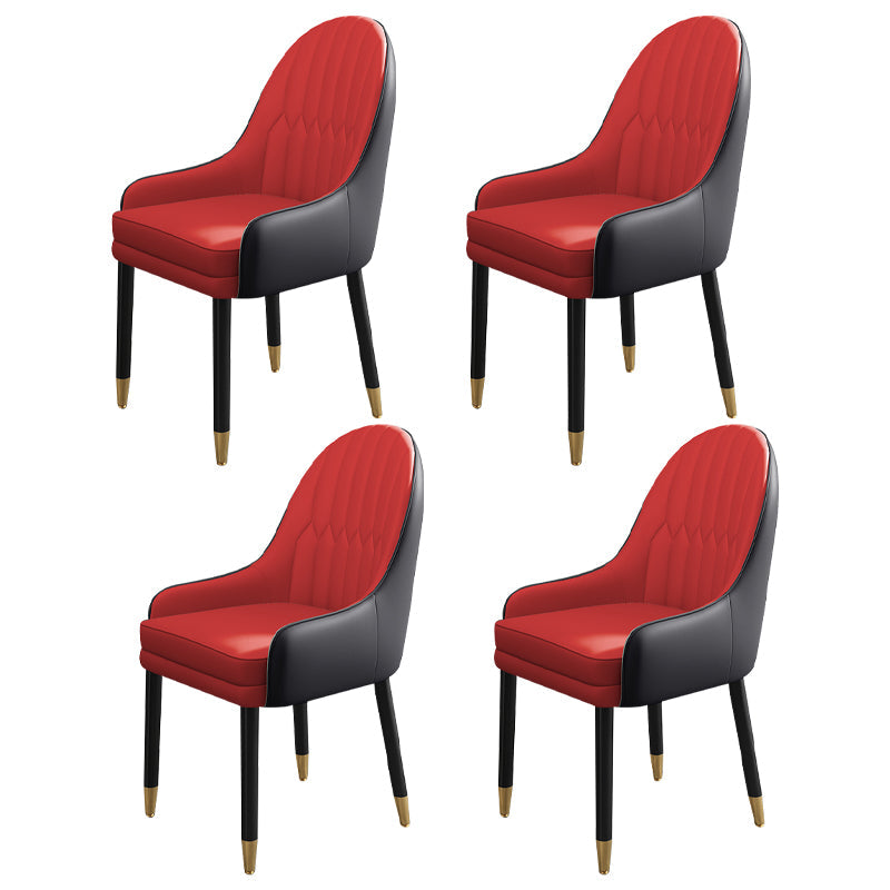 Metal Scandinavian Style Dining Chairs Dining Room Parsons Chair with Arm Red-Black 4 Piece Set Clearhalo ' kitchen&dining_furn' 'Dining Chairs' 'Dining Tables & Seating' 'dining_chair' 'furn' 'furn_dining_chair' 'Furniture' 'furniture_dining_chair' 'Kitchen & Dining Furniture' 'kitchen' 3704660