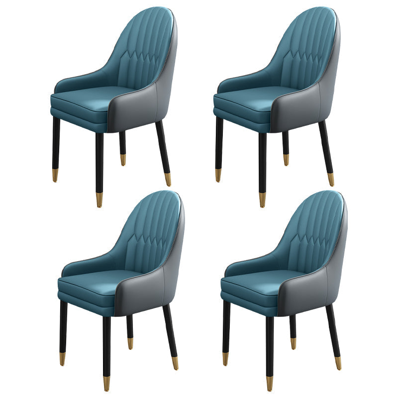Metal Scandinavian Style Dining Chairs Dining Room Parsons Chair with Arm Blue-Gray 4 Piece Set Clearhalo ' kitchen&dining_furn' 'Dining Chairs' 'Dining Tables & Seating' 'dining_chair' 'furn' 'furn_dining_chair' 'Furniture' 'furniture_dining_chair' 'Kitchen & Dining Furniture' 'kitchen' 3704665