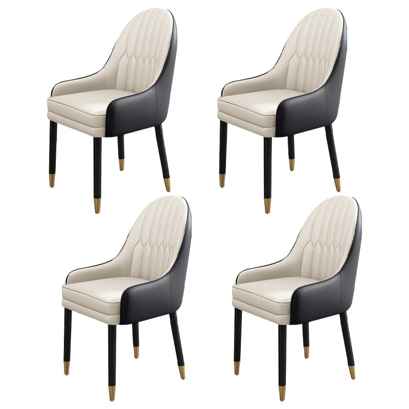 Metal Scandinavian Style Dining Chairs Dining Room Parsons Chair with Arm White-Black 4 Piece Set Clearhalo ' kitchen&dining_furn' 'Dining Chairs' 'Dining Tables & Seating' 'dining_chair' 'furn' 'furn_dining_chair' 'Furniture' 'furniture_dining_chair' 'Kitchen & Dining Furniture' 'kitchen' 3704669