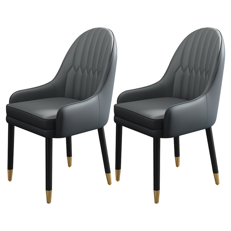 Metal Scandinavian Style Dining Chairs Dining Room Parsons Chair with Arm Gray Black 2 Piece Set Clearhalo ' kitchen&dining_furn' 'Dining Chairs' 'Dining Tables & Seating' 'dining_chair' 'furn' 'furn_dining_chair' 'Furniture' 'furniture_dining_chair' 'Kitchen & Dining Furniture' 'kitchen' 3704671