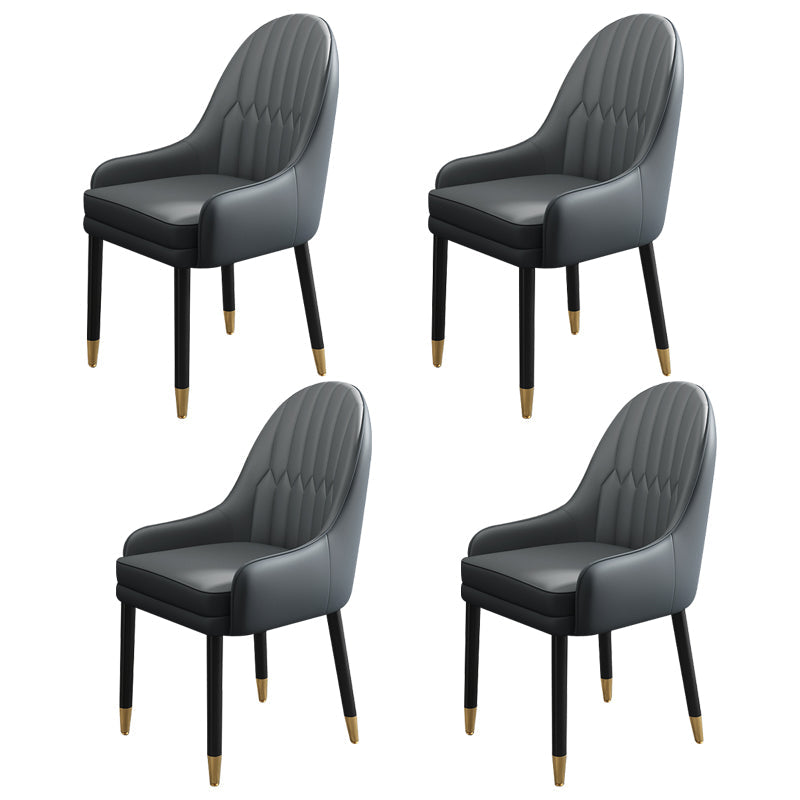 Metal Scandinavian Style Dining Chairs Dining Room Parsons Chair with Arm Gray Black 4 Piece Set Clearhalo ' kitchen&dining_furn' 'Dining Chairs' 'Dining Tables & Seating' 'dining_chair' 'furn' 'furn_dining_chair' 'Furniture' 'furniture_dining_chair' 'Kitchen & Dining Furniture' 'kitchen' 3704672