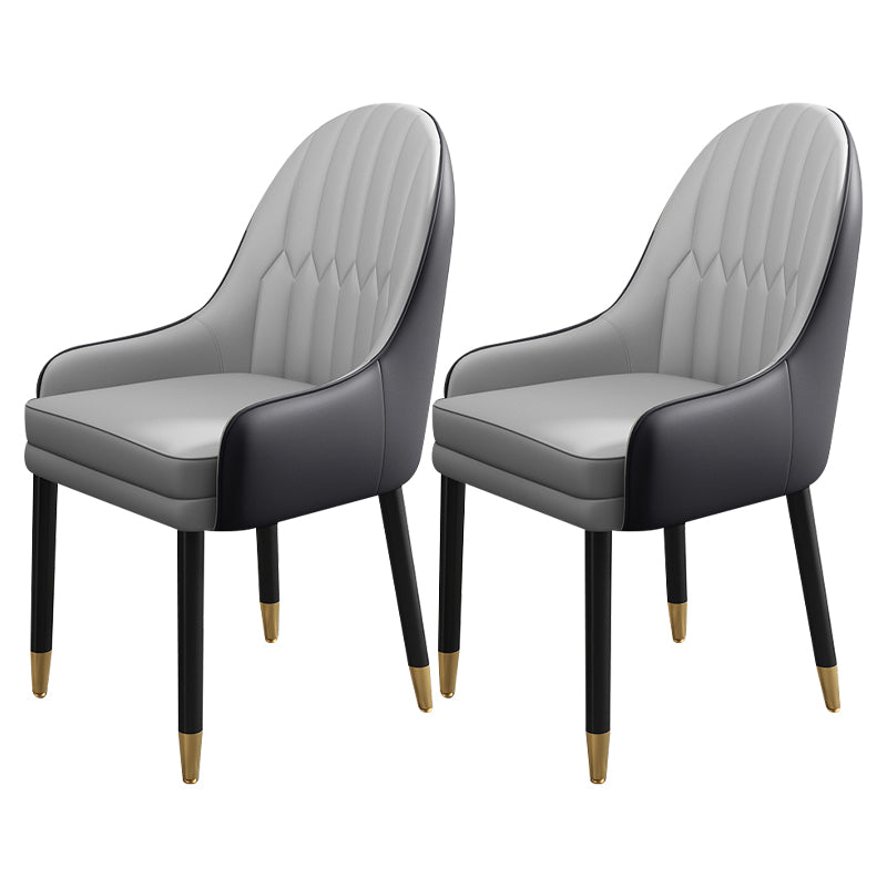 Metal Scandinavian Style Dining Chairs Dining Room Parsons Chair with Arm Light Gray-Black 2 Piece Set Clearhalo ' kitchen&dining_furn' 'Dining Chairs' 'Dining Tables & Seating' 'dining_chair' 'furn' 'furn_dining_chair' 'Furniture' 'furniture_dining_chair' 'Kitchen & Dining Furniture' 'kitchen' 3704674