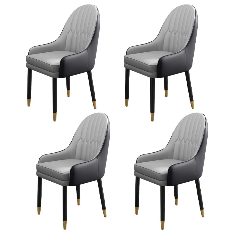 Metal Scandinavian Style Dining Chairs Dining Room Parsons Chair with Arm Light Gray-Black 4 Piece Set Clearhalo ' kitchen&dining_furn' 'Dining Chairs' 'Dining Tables & Seating' 'dining_chair' 'furn' 'furn_dining_chair' 'Furniture' 'furniture_dining_chair' 'Kitchen & Dining Furniture' 'kitchen' 3704675
