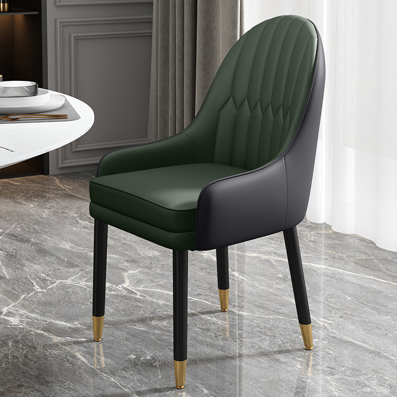 Metal Scandinavian Style Dining Chairs Dining Room Parsons Chair with Arm Green-Black 1 Piece Clearhalo ' kitchen&dining_furn' 'Dining Chairs' 'Dining Tables & Seating' 'dining_chair' 'furn' 'furn_dining_chair' 'Furniture' 'furniture_dining_chair' 'Kitchen & Dining Furniture' 'kitchen' 3704676
