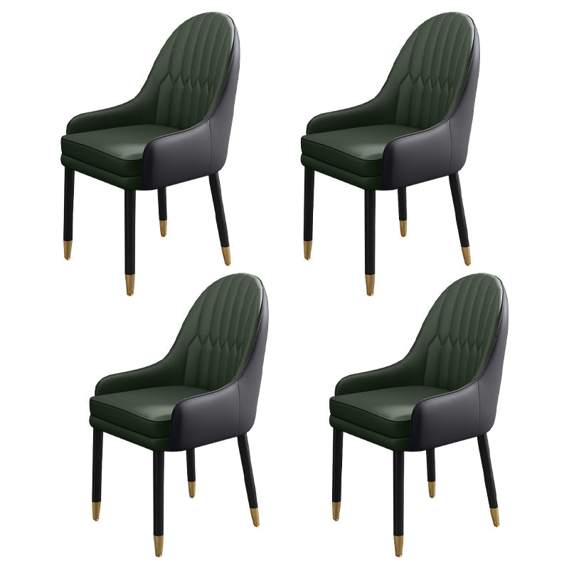 Metal Scandinavian Style Dining Chairs Dining Room Parsons Chair with Arm Green-Black 4 Piece Set Clearhalo ' kitchen&dining_furn' 'Dining Chairs' 'Dining Tables & Seating' 'dining_chair' 'furn' 'furn_dining_chair' 'Furniture' 'furniture_dining_chair' 'Kitchen & Dining Furniture' 'kitchen' 3704678
