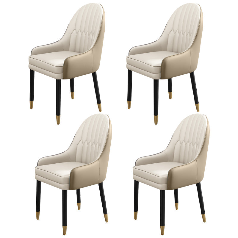 Metal Scandinavian Style Dining Chairs Dining Room Parsons Chair with Arm Khaki-White 4 Piece Set Clearhalo ' kitchen&dining_furn' 'Dining Chairs' 'Dining Tables & Seating' 'dining_chair' 'furn' 'furn_dining_chair' 'Furniture' 'furniture_dining_chair' 'Kitchen & Dining Furniture' 'kitchen' 3704681