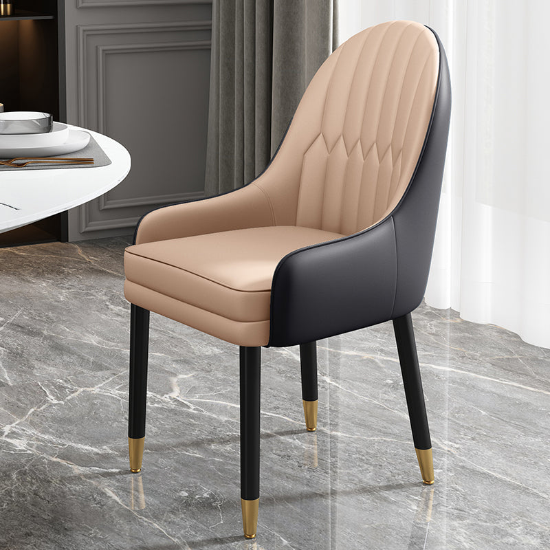 Metal Scandinavian Style Dining Chairs Dining Room Parsons Chair with Arm Khaki-Black 1 Piece Clearhalo ' kitchen&dining_furn' 'Dining Chairs' 'Dining Tables & Seating' 'dining_chair' 'furn' 'furn_dining_chair' 'Furniture' 'furniture_dining_chair' 'Kitchen & Dining Furniture' 'kitchen' 3704682