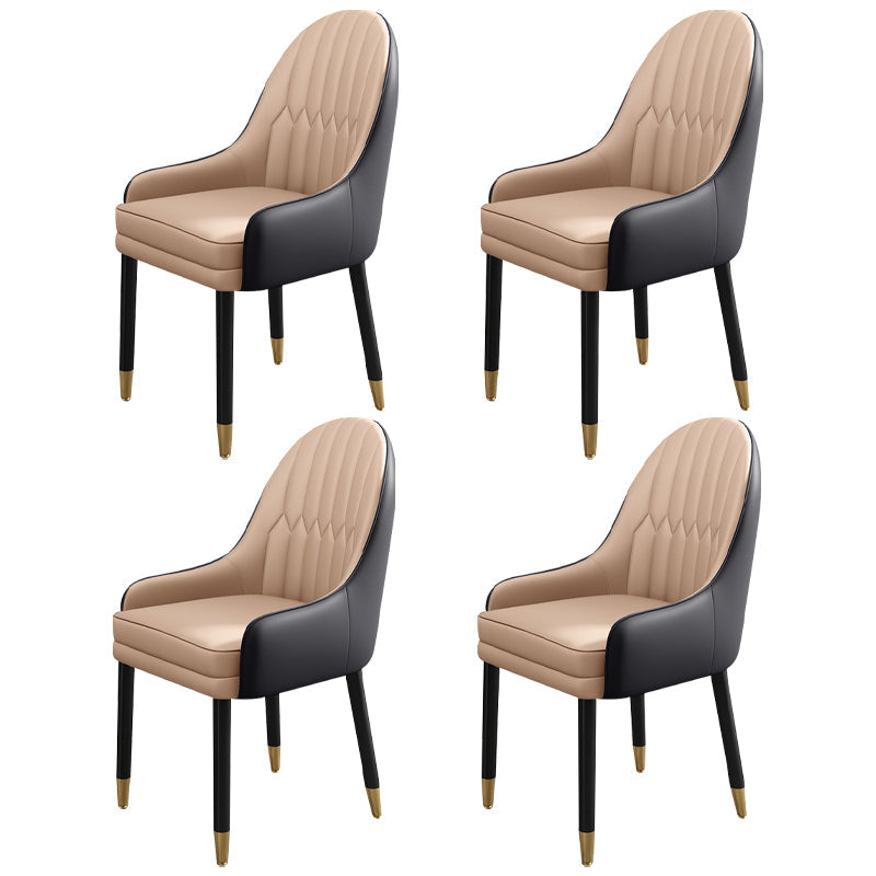 Metal Scandinavian Style Dining Chairs Dining Room Parsons Chair with Arm Khaki-Black 4 Piece Set Clearhalo ' kitchen&dining_furn' 'Dining Chairs' 'Dining Tables & Seating' 'dining_chair' 'furn' 'furn_dining_chair' 'Furniture' 'furniture_dining_chair' 'Kitchen & Dining Furniture' 'kitchen' 3704684