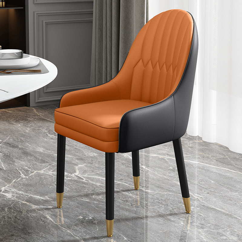 Metal Scandinavian Style Dining Chairs Dining Room Parsons Chair with Arm Orange Black 1 Piece Clearhalo ' kitchen&dining_furn' 'Dining Chairs' 'Dining Tables & Seating' 'dining_chair' 'furn' 'furn_dining_chair' 'Furniture' 'furniture_dining_chair' 'Kitchen & Dining Furniture' 'kitchen' 3704685