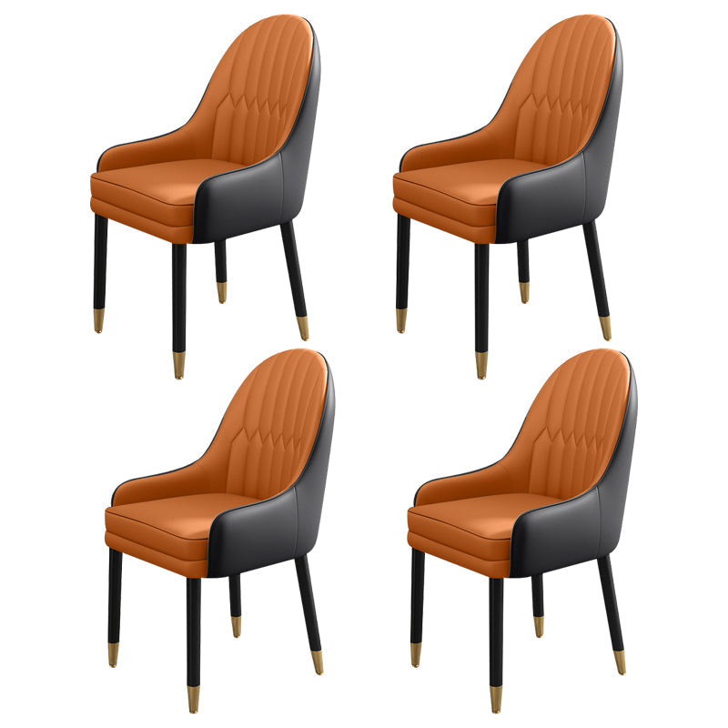 Metal Scandinavian Style Dining Chairs Dining Room Parsons Chair with Arm Orange Black 4 Piece Set Clearhalo ' kitchen&dining_furn' 'Dining Chairs' 'Dining Tables & Seating' 'dining_chair' 'furn' 'furn_dining_chair' 'Furniture' 'furniture_dining_chair' 'Kitchen & Dining Furniture' 'kitchen' 3704687