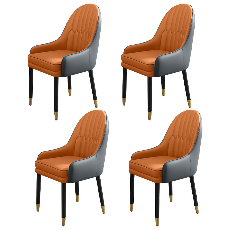 Metal Scandinavian Style Dining Chairs Dining Room Parsons Chair with Arm Yellow-Gray 4 Piece Set Clearhalo ' kitchen&dining_furn' 'Dining Chairs' 'Dining Tables & Seating' 'dining_chair' 'furn' 'furn_dining_chair' 'Furniture' 'furniture_dining_chair' 'Kitchen & Dining Furniture' 'kitchen' 3704690