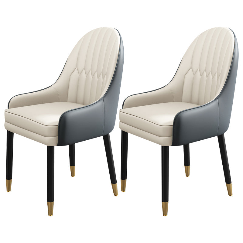 Metal Scandinavian Style Dining Chairs Dining Room Parsons Chair with Arm Cream Gray 2 Piece Set Clearhalo ' kitchen&dining_furn' 'Dining Chairs' 'Dining Tables & Seating' 'dining_chair' 'furn' 'furn_dining_chair' 'Furniture' 'furniture_dining_chair' 'Kitchen & Dining Furniture' 'kitchen' 3704695