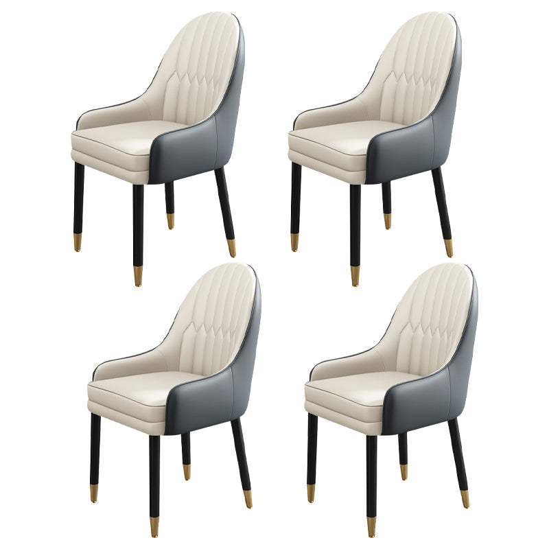 Metal Scandinavian Style Dining Chairs Dining Room Parsons Chair with Arm Cream Gray 4 Piece Set Clearhalo ' kitchen&dining_furn' 'Dining Chairs' 'Dining Tables & Seating' 'dining_chair' 'furn' 'furn_dining_chair' 'Furniture' 'furniture_dining_chair' 'Kitchen & Dining Furniture' 'kitchen' 3704696