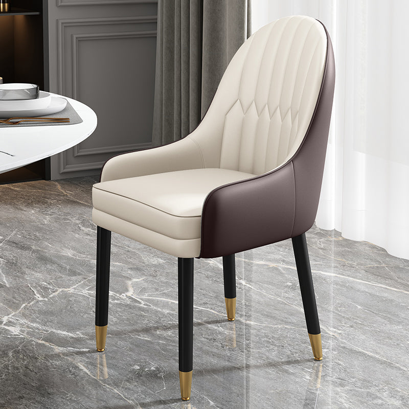 Metal Scandinavian Style Dining Chairs Dining Room Parsons Chair with Arm Beige-Coffee 1 Piece Clearhalo ' kitchen&dining_furn' 'Dining Chairs' 'Dining Tables & Seating' 'dining_chair' 'furn' 'furn_dining_chair' 'Furniture' 'furniture_dining_chair' 'Kitchen & Dining Furniture' 'kitchen' 3704697