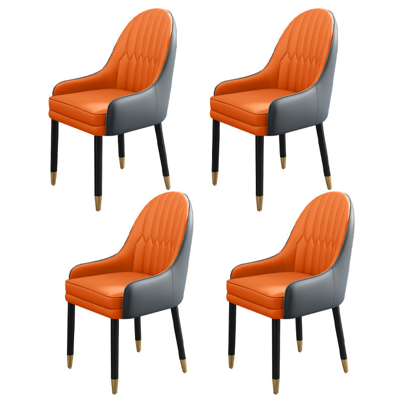 Metal Scandinavian Style Dining Chairs Dining Room Parsons Chair with Arm Orange-Gray 4 Piece Set Clearhalo ' kitchen&dining_furn' 'Dining Chairs' 'Dining Tables & Seating' 'dining_chair' 'furn' 'furn_dining_chair' 'Furniture' 'furniture_dining_chair' 'Kitchen & Dining Furniture' 'kitchen' 3704702