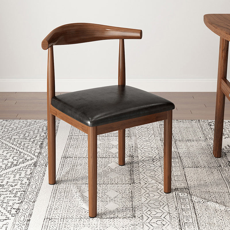 Contemporary Style Metal Chair Kitchen Dining Room Open Back Side Chairs Walnut Black 1 Piece Clearhalo ' kitchen&dining_furn' 'Dining Chairs' 'Dining Tables & Seating' 'dining_chair' 'furn' 'furn_dining_chair' 'Furniture' 'furniture_dining_chair' 'Kitchen & Dining Furniture' 'kitchen' 3704710