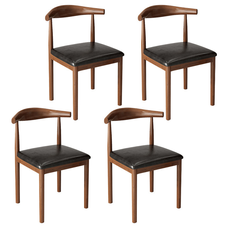 Contemporary Style Metal Chair Kitchen Dining Room Open Back Side Chairs Walnut Black 4 Piece Set Clearhalo ' kitchen&dining_furn' 'Dining Chairs' 'Dining Tables & Seating' 'dining_chair' 'furn' 'furn_dining_chair' 'Furniture' 'furniture_dining_chair' 'Kitchen & Dining Furniture' 'kitchen' 3704714