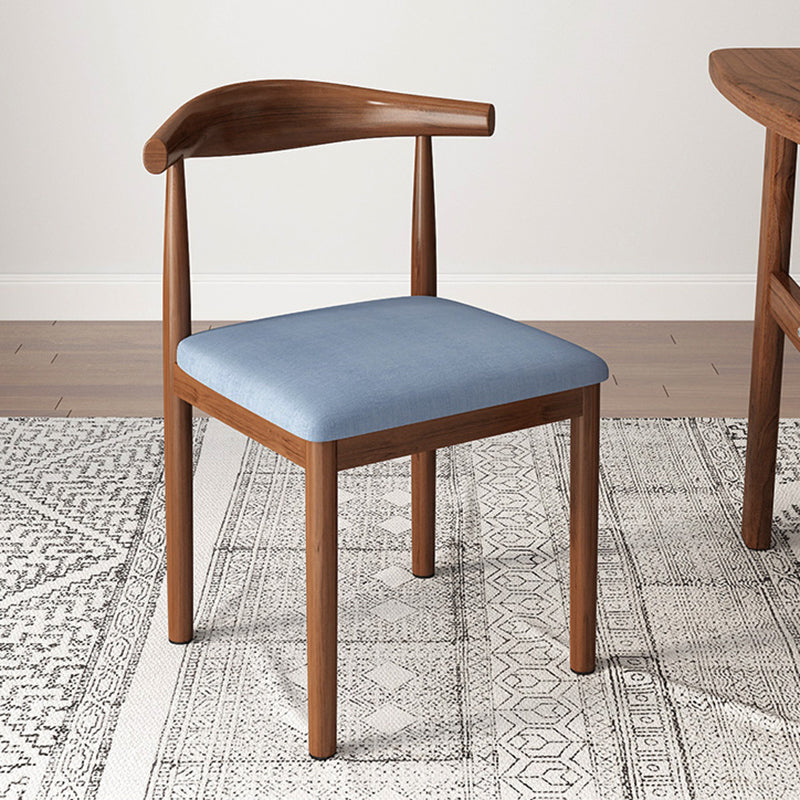 Contemporary Style Metal Chair Kitchen Dining Room Open Back Side Chairs Walnut Blue 1 Piece Clearhalo ' kitchen&dining_furn' 'Dining Chairs' 'Dining Tables & Seating' 'dining_chair' 'furn' 'furn_dining_chair' 'Furniture' 'furniture_dining_chair' 'Kitchen & Dining Furniture' 'kitchen' 3704733