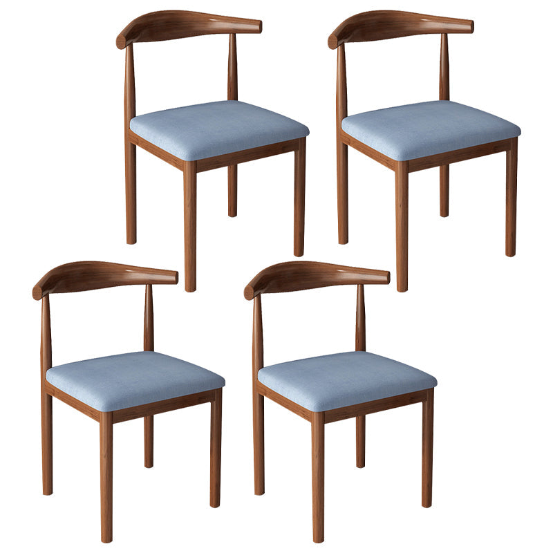 Contemporary Style Metal Chair Kitchen Dining Room Open Back Side Chairs Walnut Blue 4 Piece Set Clearhalo ' kitchen&dining_furn' 'Dining Chairs' 'Dining Tables & Seating' 'dining_chair' 'furn' 'furn_dining_chair' 'Furniture' 'furniture_dining_chair' 'Kitchen & Dining Furniture' 'kitchen' 3704735