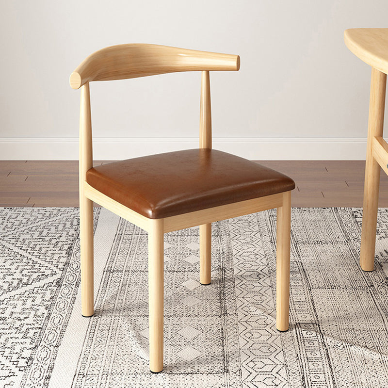 Contemporary Style Metal Chair Kitchen Dining Room Open Back Side Chairs Natural Brown 1 Piece Clearhalo ' kitchen&dining_furn' 'Dining Chairs' 'Dining Tables & Seating' 'dining_chair' 'furn' 'furn_dining_chair' 'Furniture' 'furniture_dining_chair' 'Kitchen & Dining Furniture' 'kitchen' 3704736