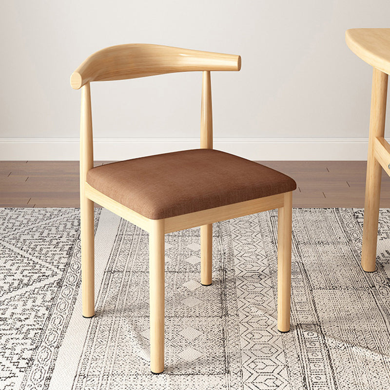 Contemporary Style Metal Chair Kitchen Dining Room Open Back Side Chairs Natural Dark Brown 1 Piece Clearhalo ' kitchen&dining_furn' 'Dining Chairs' 'Dining Tables & Seating' 'dining_chair' 'furn' 'furn_dining_chair' 'Furniture' 'furniture_dining_chair' 'Kitchen & Dining Furniture' 'kitchen' 3704742