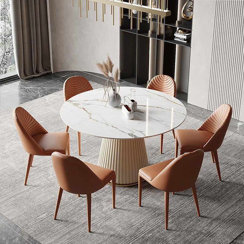 Metal Contemporary Round Dining Table Marble Top Table for Dining Room Clearhalo ' dining_table' 'Dining Tables & Seating' 'Dining Tables' 'furn' 'furn_dining_table' 'Furniture' 'furniture_dining_table' 'Kitchen & Dining Furniture' 'kitchen&dining_furn' 'kitchen' 'kitchen_dining_table' 3704762