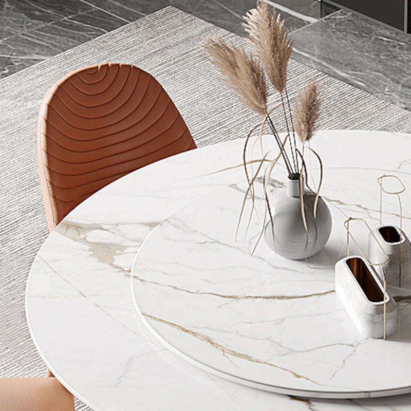 Metal Contemporary Round Dining Table Marble Top Table for Dining Room Clearhalo ' dining_table' 'Dining Tables & Seating' 'Dining Tables' 'furn' 'furn_dining_table' 'Furniture' 'furniture_dining_table' 'Kitchen & Dining Furniture' 'kitchen&dining_furn' 'kitchen' 'kitchen_dining_table' 3704764