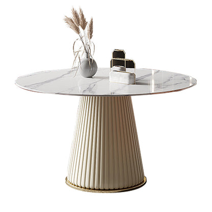 Metal Contemporary Round Dining Table Marble Top Table for Dining Room Without Chairs Clearhalo ' dining_table' 'Dining Tables & Seating' 'Dining Tables' 'furn' 'furn_dining_table' 'Furniture' 'furniture_dining_table' 'Kitchen & Dining Furniture' 'kitchen&dining_furn' 'kitchen' 'kitchen_dining_table' 3704766