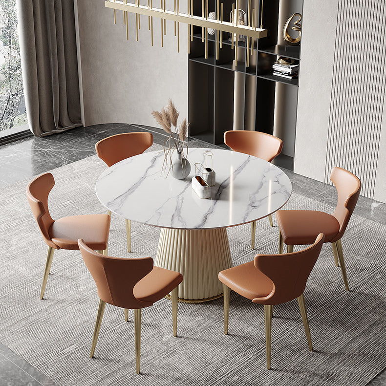 Metal Contemporary Round Dining Table Marble Top Table for Dining Room Clearhalo ' dining_table' 'Dining Tables & Seating' 'Dining Tables' 'furn' 'furn_dining_table' 'Furniture' 'furniture_dining_table' 'Kitchen & Dining Furniture' 'kitchen&dining_furn' 'kitchen' 'kitchen_dining_table' 3704770