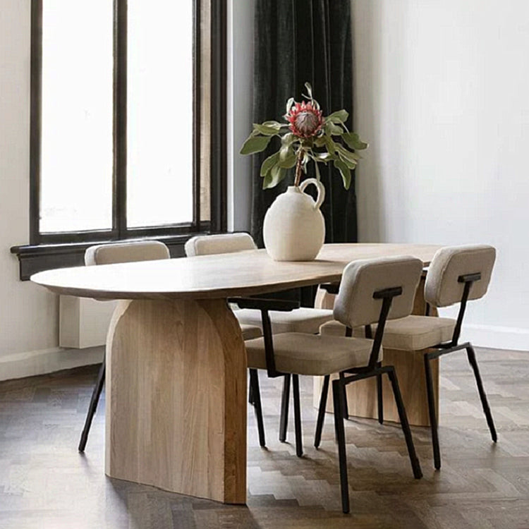 Oval Solid Wood Brown Tone Dining Table Modern Double Pedestal Table for Dining Room Clearhalo ' dining_table' 'Dining Tables & Seating' 'Dining Tables' 'furn' 'furn_dining_table' 'Furniture' 'furniture_dining_table' 'Kitchen & Dining Furniture' 'kitchen&dining_furn' 'kitchen' 'kitchen_dining_table' 3704773