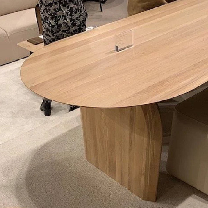 Oval Solid Wood Brown Tone Dining Table Modern Double Pedestal Table for Dining Room Clearhalo ' dining_table' 'Dining Tables & Seating' 'Dining Tables' 'furn' 'furn_dining_table' 'Furniture' 'furniture_dining_table' 'Kitchen & Dining Furniture' 'kitchen&dining_furn' 'kitchen' 'kitchen_dining_table' 3704776