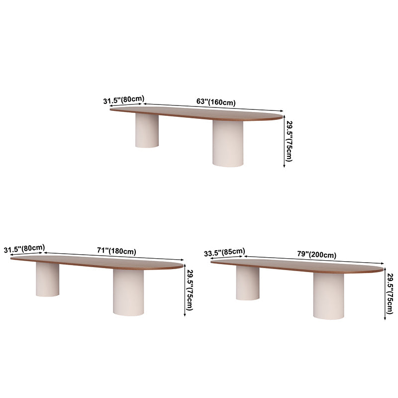 Modern Pine Solid Wood Table Oval Dining Table with Double Pedestal Base Clearhalo ' dining_table' 'Dining Tables & Seating' 'Dining Tables' 'furn' 'furn_dining_table' 'Furniture' 'furniture_dining_table' 'Kitchen & Dining Furniture' 'kitchen&dining_furn' 'kitchen' 'kitchen_dining_table' 3704784
